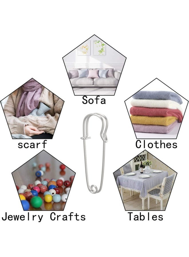 Premify Strong Safety Pins For Clothes, Large Safety Pins, 60  Pieces Heavy Duty Carpet Pins, 1.5, 1.8, & 2 Inch Kilt Pins, Stainless Steel Large Safety Pins For Blankets Crafts Skirts Kilts Brooch Making - Image 3