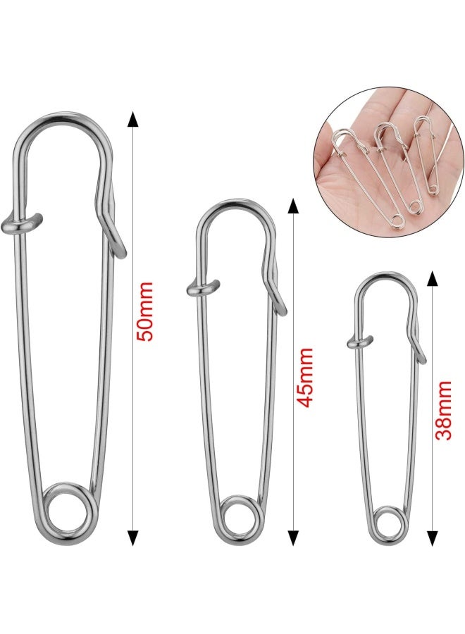 Premify Strong Safety Pins For Clothes, Large Safety Pins, 60  Pieces Heavy Duty Carpet Pins, 1.5, 1.8, & 2 Inch Kilt Pins, Stainless Steel Large Safety Pins For Blankets Crafts Skirts Kilts Brooch Making - Image 2