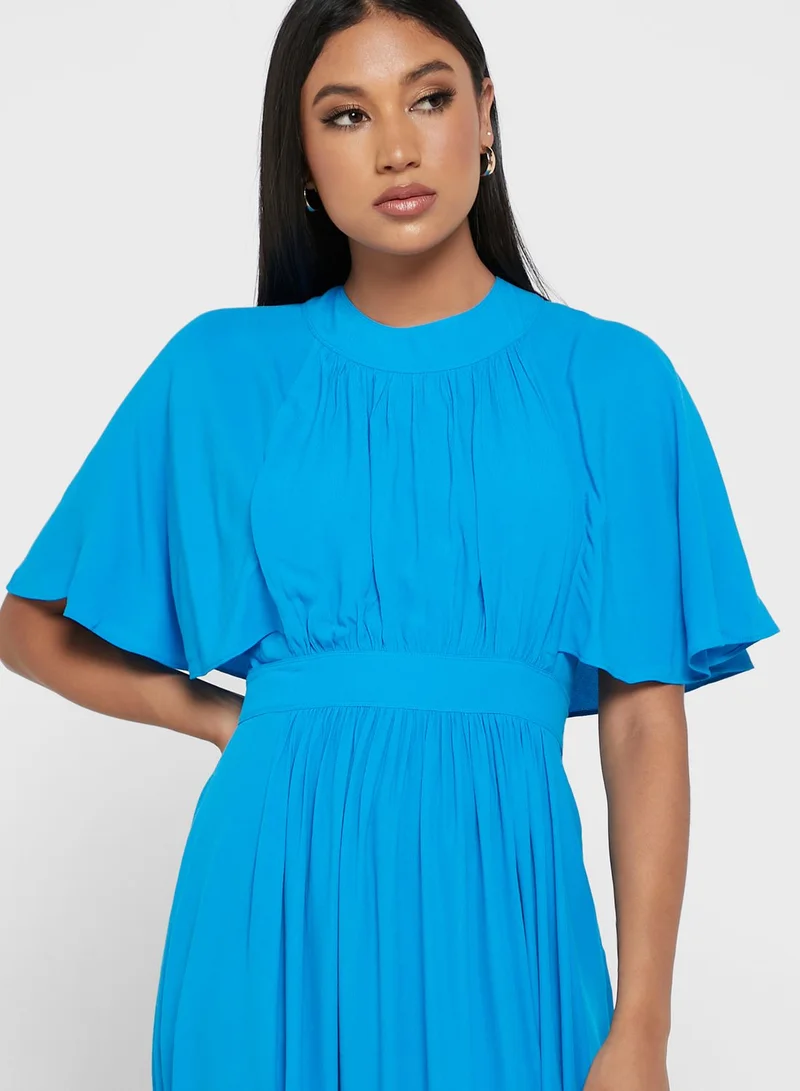 WHISTLES Crew Neck Cape Sleeve Dress