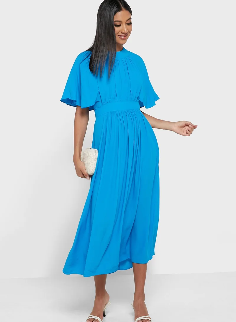 WHISTLES Crew Neck Cape Sleeve Dress