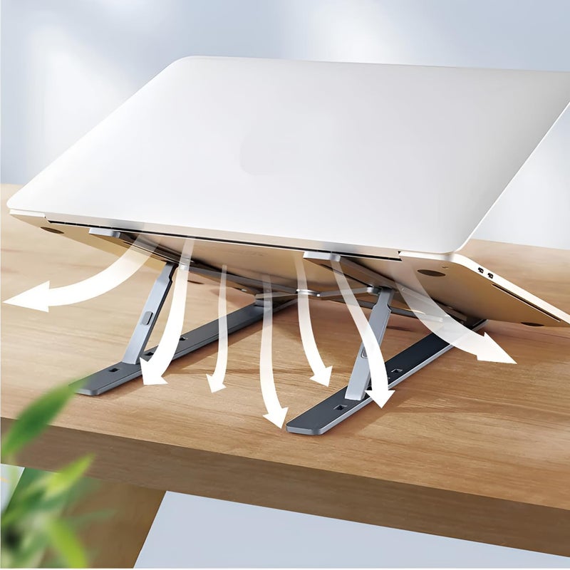 Garth Laptop Stand Metal Portable Laptop Stand 7 Angles Adjustable Laptop Stand Tabletop Laptop Stand Laptop Stand Featuring Foldable Design Ventilated Stand All Notebook Stand - Image 3
