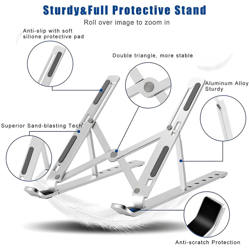 Garth Laptop Stand Metal Portable Laptop Stand 7 Angles Adjustable Laptop Stand Tabletop Laptop Stand Laptop Stand Featuring Foldable Design Ventilated Stand All Notebook Stand - Image 4