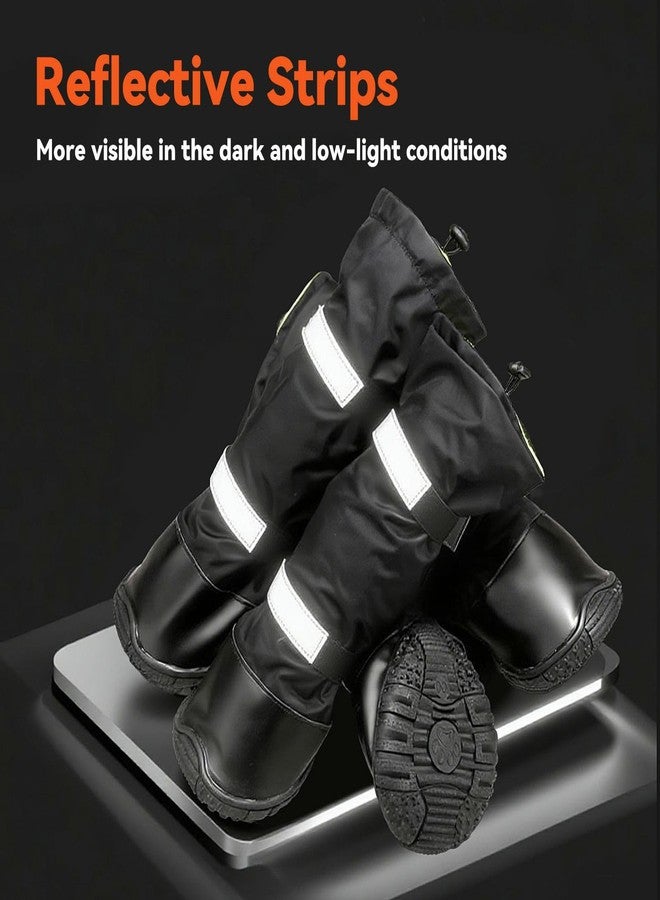 Billionchains 4 PCS Dog Boots Waterproof Dog Shoes with Reflective, Anti-Slip Pet Paw Protectors for Snowy, Rainy and Hot Pavement, Black, Large - Image 5