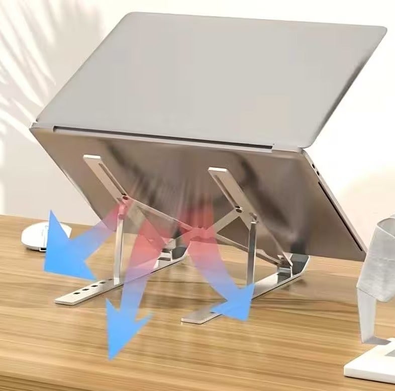 JESR AL AHLAM Adjustable Laptop Stand for Desk - Foldable & Portable Laptop Riser with Ventilated Cooling, Ergonomic Design for MacBook Pro/Air, Dell, HP, Sony, Notebooks - Lightweight, Durable & Space-Saving, Silver - Image 5