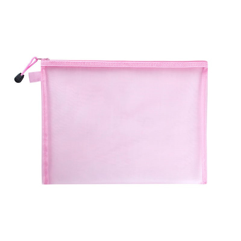 Double Layer A4 Document Holder Nylon Mesh Pink 