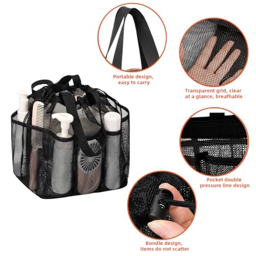 HASTHIP® Mesh Shower Caddy, Portable for College Dorm Room Essentials, Hanging Shower Caddy Dorm Basket with 8 Pockets Quick Dry Shower Bag for Bathroom - Image 3