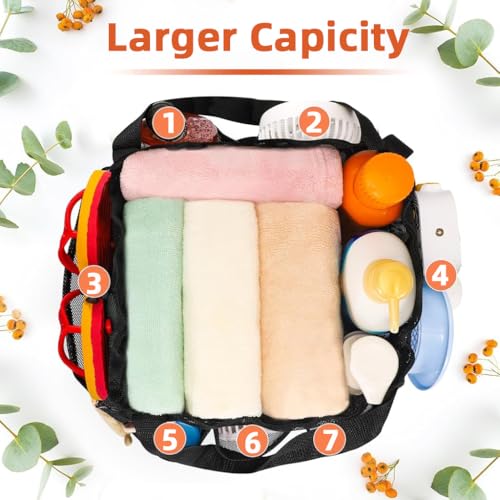 HASTHIP® Mesh Shower Caddy, Portable for College Dorm Room Essentials, Hanging Shower Caddy Dorm Basket with 8 Pockets Quick Dry Shower Bag for Bathroom - Image 5