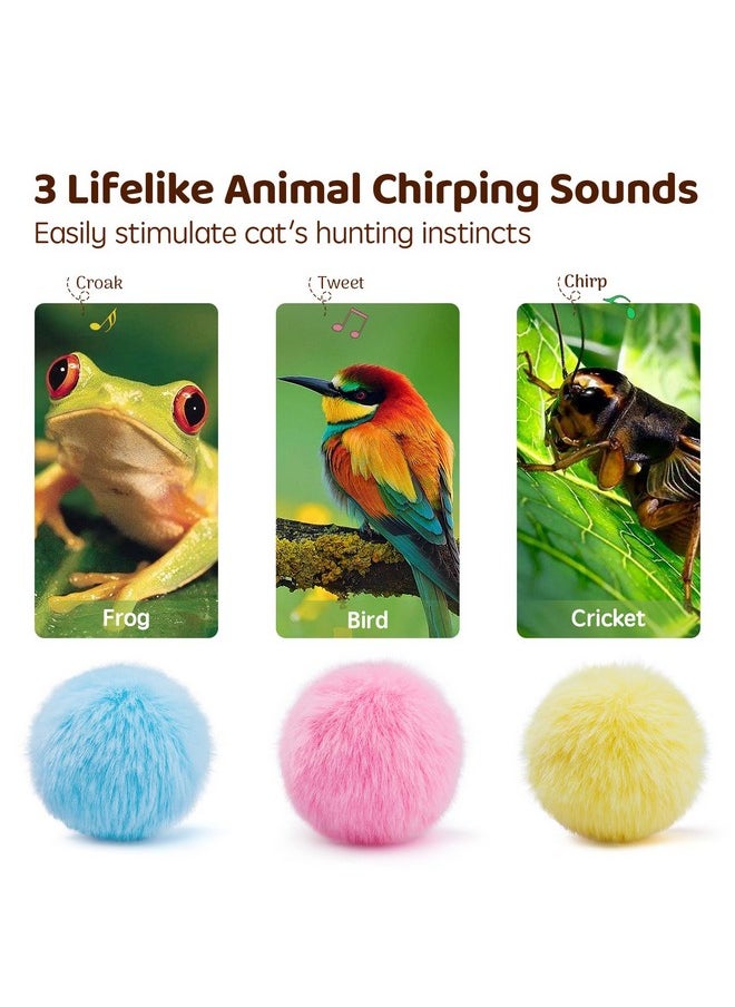 Potaroma Potaroma Chirping Cat Toys Balls with SilverVine Catnip, Upgraded, 3 Pack Fluffy Interactive Cat Kicker, 3 Lifelike Animal Sounds, Kitty Kitten Catnip Exercise Toys  - Image 2