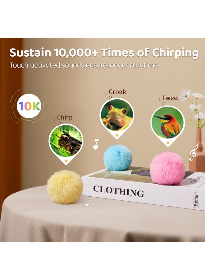 Potaroma Potaroma Chirping Cat Toys Balls with SilverVine Catnip, Upgraded, 3 Pack Fluffy Interactive Cat Kicker, 3 Lifelike Animal Sounds, Kitty Kitten Catnip Exercise Toys  - Image 5