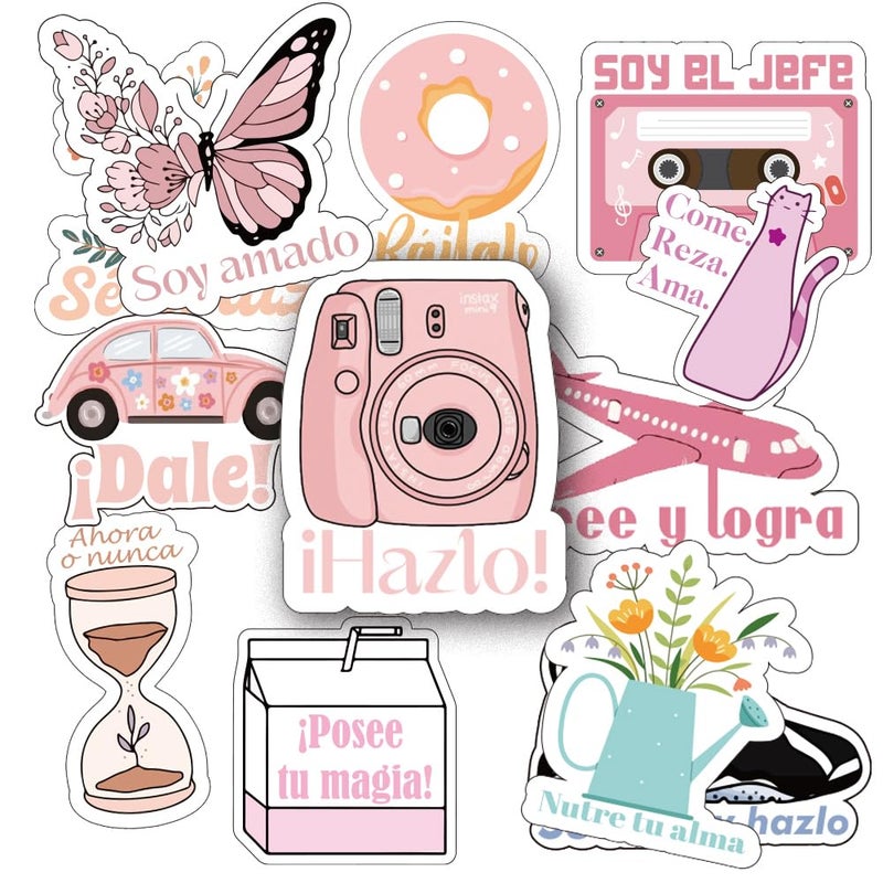 1step2dream 200pcs Spanish Inspirational Stickers for Teens Adults Kids Teachers | Spanish Boho Quotes Decal | Positive Motivational Sayings for Planner,Journaling Scrapbook,Water Bottles, Laptop - Image 1
