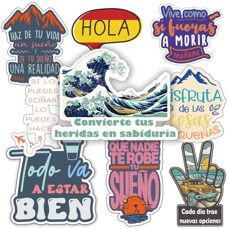 1step2dream 200pcs Spanish Inspirational Stickers for Teens Adults Kids Teachers | Spanish Boho Quotes Decal | Positive Motivational Sayings for Planner,Journaling Scrapbook,Water Bottles, Laptop - Image 5