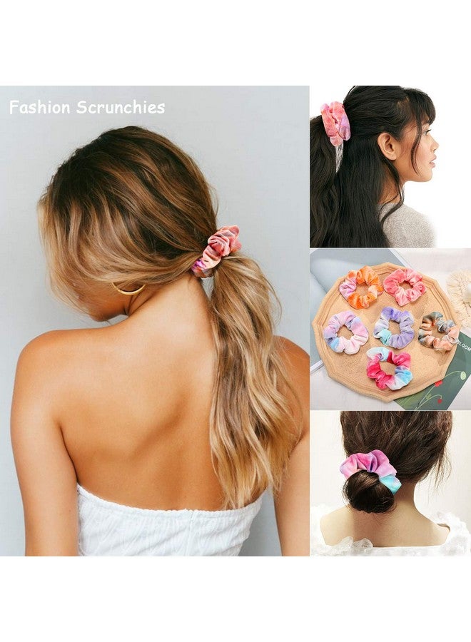 ZOCONE Tie Dye Scrunchies 15 Pcs Velvet Scrunchies For Hair In Gradient Color Soft Rainbow Scrunchy Ponytail Holder Hair Accessories Elastic Hair Bands For Women Girls Tie Dye Party Favors - Image 5