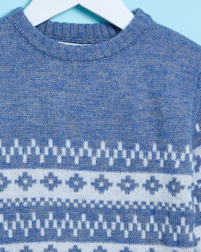 Redtag Infant Boys Blue Printed Pullover Sweater