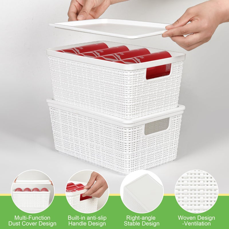 WRRLORS 6 Pack Plastic Storage Baskets With Lids,White Breathable Stackable Storage Bins,Small Storage Containers,for Organizing Storage Baskets on Desktops,Closets,Playrooms,Classrooms,Offices - Image 4