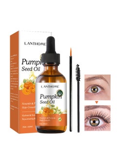 Pumpkin Seed Oil, Multi-Activity Non-Sticky Eyelashes Growth Serum for Repairing and Thickening Hair, Nourishing Dry Skin and Densifying Eyelashes, Hair Treatment Essence for Unisex, 60ml