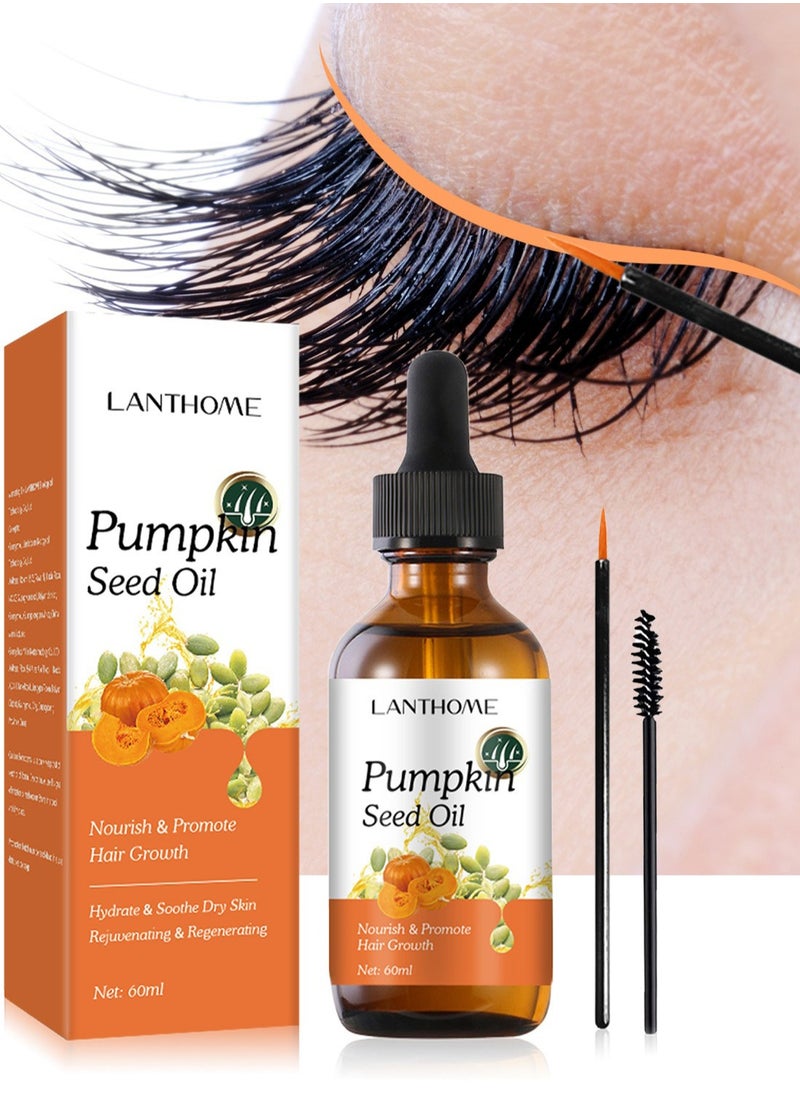 Lanthome - Pumpkin Seed Oil, Multi-Activity Non-Sticky Eyelashes Growth Serum for Repairing and Thickening Hair, Nourishing Dry Skin and Densifying Eyelashes, Hair Treatment Essence for Unisex, 60ml - Image 1