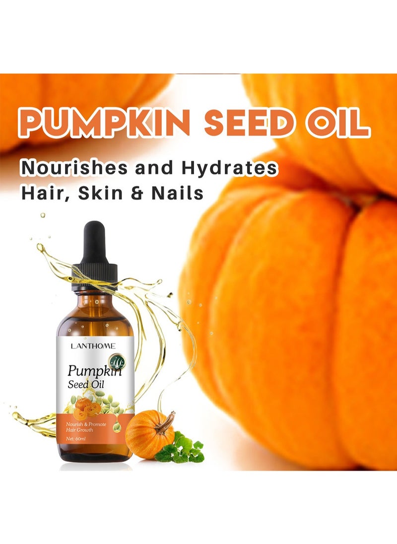 Lanthome - Pumpkin Seed Oil, Multi-Activity Non-Sticky Eyelashes Growth Serum for Repairing and Thickening Hair, Nourishing Dry Skin and Densifying Eyelashes, Hair Treatment Essence for Unisex, 60ml - Image 1