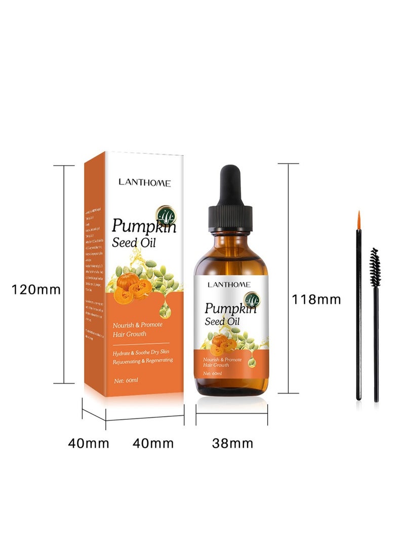 Lanthome - Pumpkin Seed Oil, Multi-Activity Non-Sticky Eyelashes Growth Serum for Repairing and Thickening Hair, Nourishing Dry Skin and Densifying Eyelashes, Hair Treatment Essence for Unisex, 60ml - Image 1