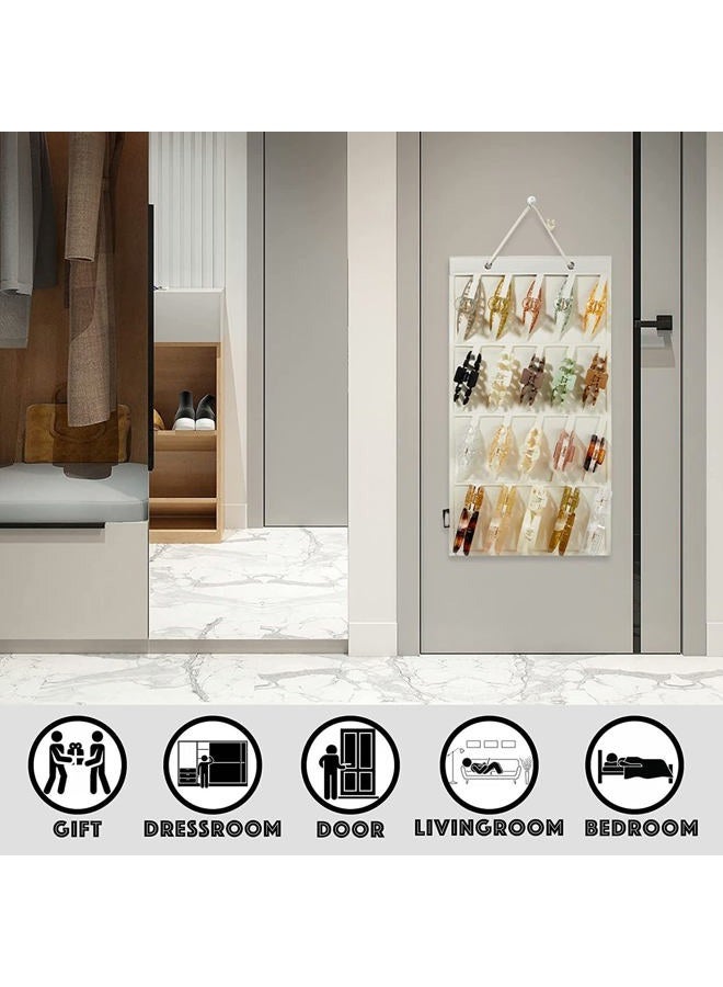 Claw Clip Organizer Holder Hanging Claw Clips Storage for Women Girls Big Claw Clip Display for Wall, Door, Closet Off-White 1Pcs - Image 5