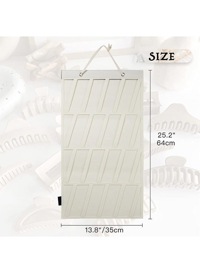 Claw Clip Organizer Holder Hanging Claw Clips Storage for Women Girls Big Claw Clip Display for Wall, Door, Closet Off-White 1Pcs - Image 2