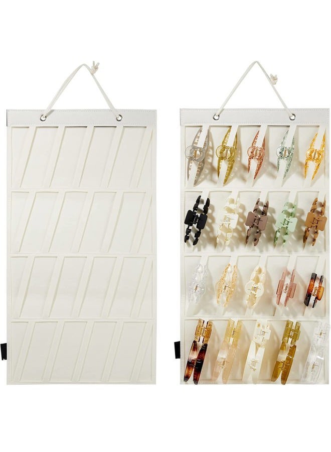 Claw Clip Organizer Holder Hanging Claw Clips Storage for Women Girls Big Claw Clip Display for Wall, Door, Closet Off-White 1Pcs - Image 1