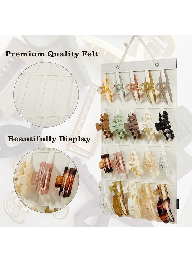 Claw Clip Organizer Holder Hanging Claw Clips Storage for Women Girls Big Claw Clip Display for Wall, Door, Closet Off-White 1Pcs - Image 3