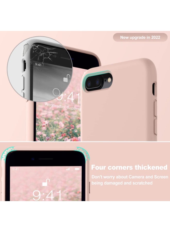 Compatible with iPhone 7/8 Plus Case 5.5 Inch Slim Liquid Silicone 4 Layers Soft Gel Rubber Shockproof Protective Phone Case with Anti Scratch Microfiber Lining (Pink Matte) - Image 2