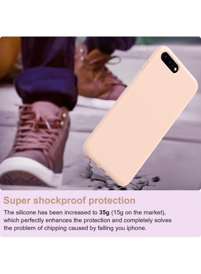 Compatible with iPhone 7/8 Plus Case 5.5 Inch Slim Liquid Silicone 4 Layers Soft Gel Rubber Shockproof Protective Phone Case with Anti Scratch Microfiber Lining (Pink Matte) - Image 3