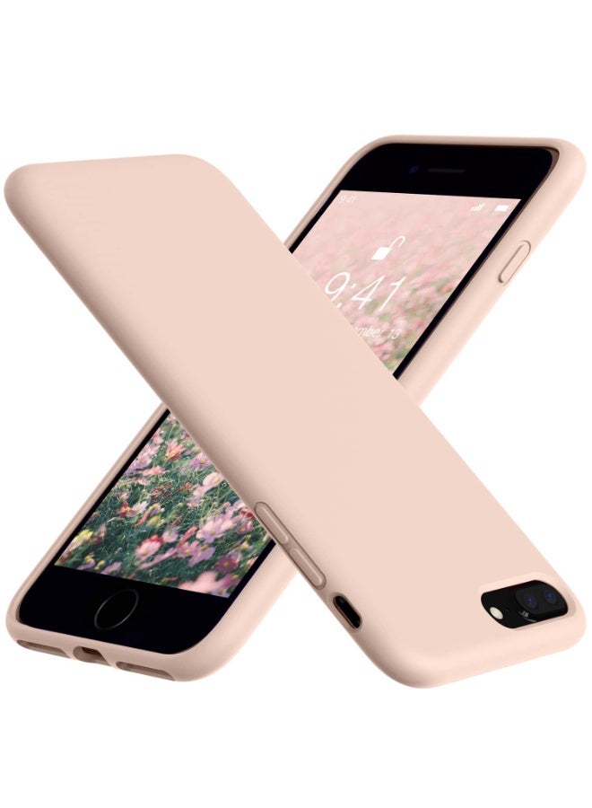 Compatible with iPhone 7/8 Plus Case 5.5 Inch Slim Liquid Silicone 4 Layers Soft Gel Rubber Shockproof Protective Phone Case with Anti Scratch Microfiber Lining (Pink Matte) - Image 1