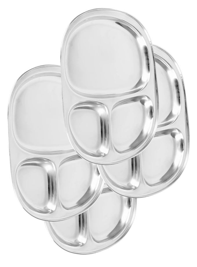 STAINLESS STEEL PAV BHAJI PLATESNACKSDINNERSERVING PLATE SET OF 6 SIZE4