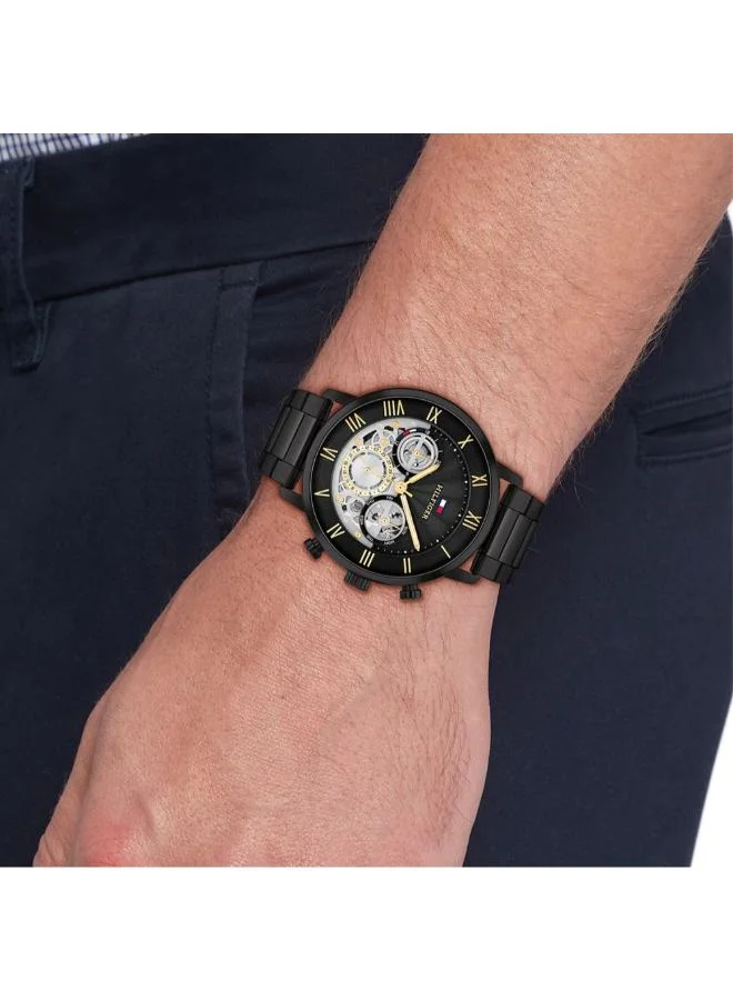 TOMMY HILFIGER Quartz Analogue Watch with Black Stainless Steel Bracelet