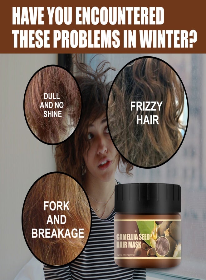 إيلهو قناع الشعر ببذور الكاميليا من إيلهو، 60 مل، يغذي جذور الشعر ويعتني بفروة الرأس الحساسة للشعر الجاف والمجعد، ويعيد الحيوية للشعر خلال فصل الشتاء - Image 3