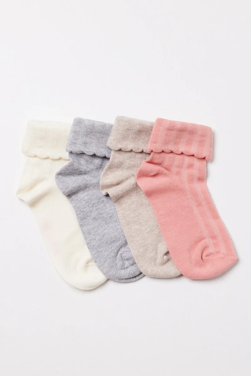 Katia&Bony Girls 4-Pack Ankle Detailed Girls Socks
