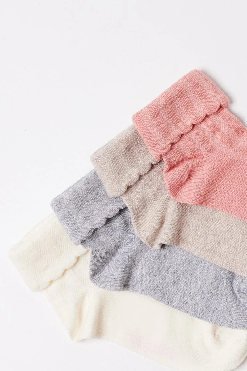 Katia&Bony Girls 4-Pack Ankle Detailed Girls Socks