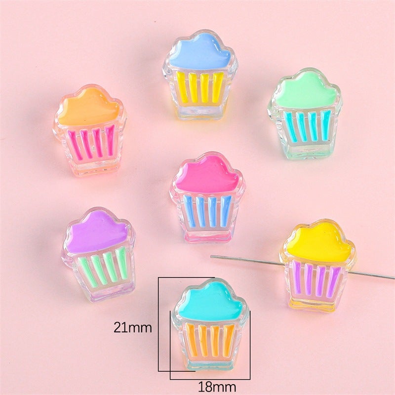Acrylic Round Smiley Oil Dropping Cartoon Accessories DIY Handmade Material Homemade Mobile Phone Case Keychain Pendant Ice cream color mixing aperture of about 3.5mm 