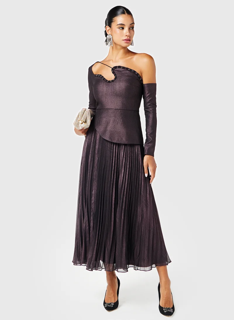 ثريدز باي اجوني Pleated One-Shoulder Dress