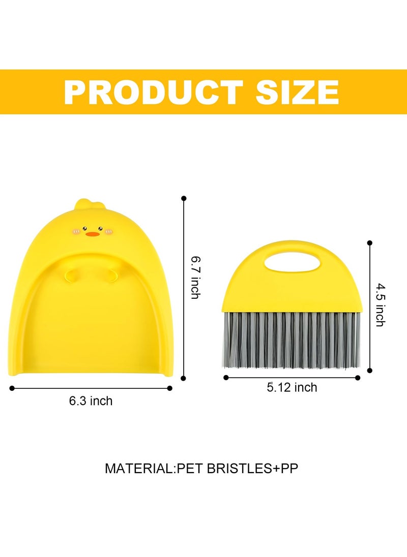 Small Broom and Dustpan Set, Cute Little Yellow Duck Hand Mini Broom and Dustpan Set, Dustpan and Brush Set, Small Dustpan Mini for Tabletop Debris