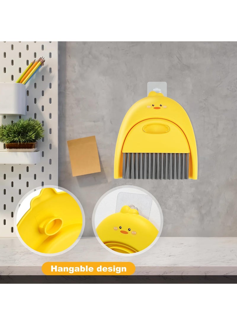 Small Broom and Dustpan Set, Cute Little Yellow Duck Hand Mini Broom and Dustpan Set, Dustpan and Brush Set, Small Dustpan Mini for Tabletop Debris