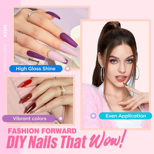 MEFA 60 Pcs Gel Nail Polish Kit with U V Light, 32 Colors Classic Popular Nail Kit Soak Off Nail Polish Gel Set with Matte/Glossy Base Top Coat Easter Decorations Manicure Tools Gifts for Women - Image 4