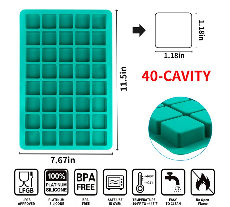 Sidosir 3Pcs Square Caramel Candy Mold Silicone, 40-Cavity Gummy Silicone Molds for Fat Bombs, Chocolate Truffles Mold for Hard Candy, Ice Cube - Image 2