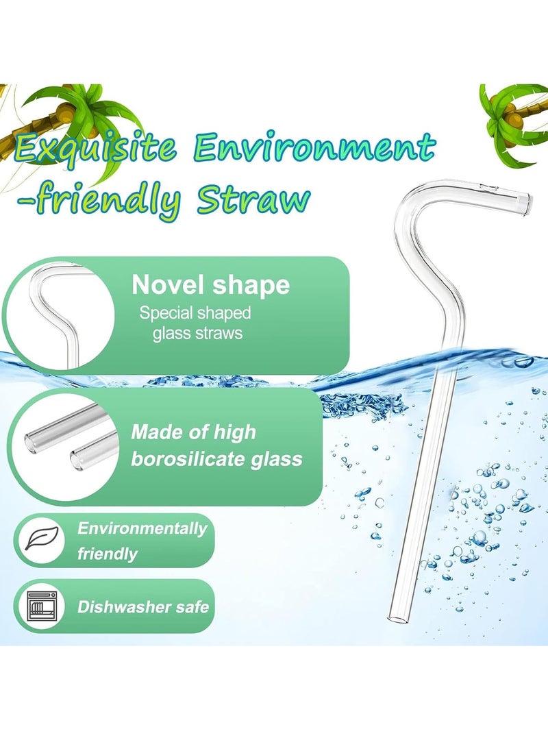 Rightsure - Clear Glass Special Shape Straw Set, 2 Straws, 1 Cleaning Brush for Easy Clean Drinking - Perfect for 32 20oz Glasses - Image 1