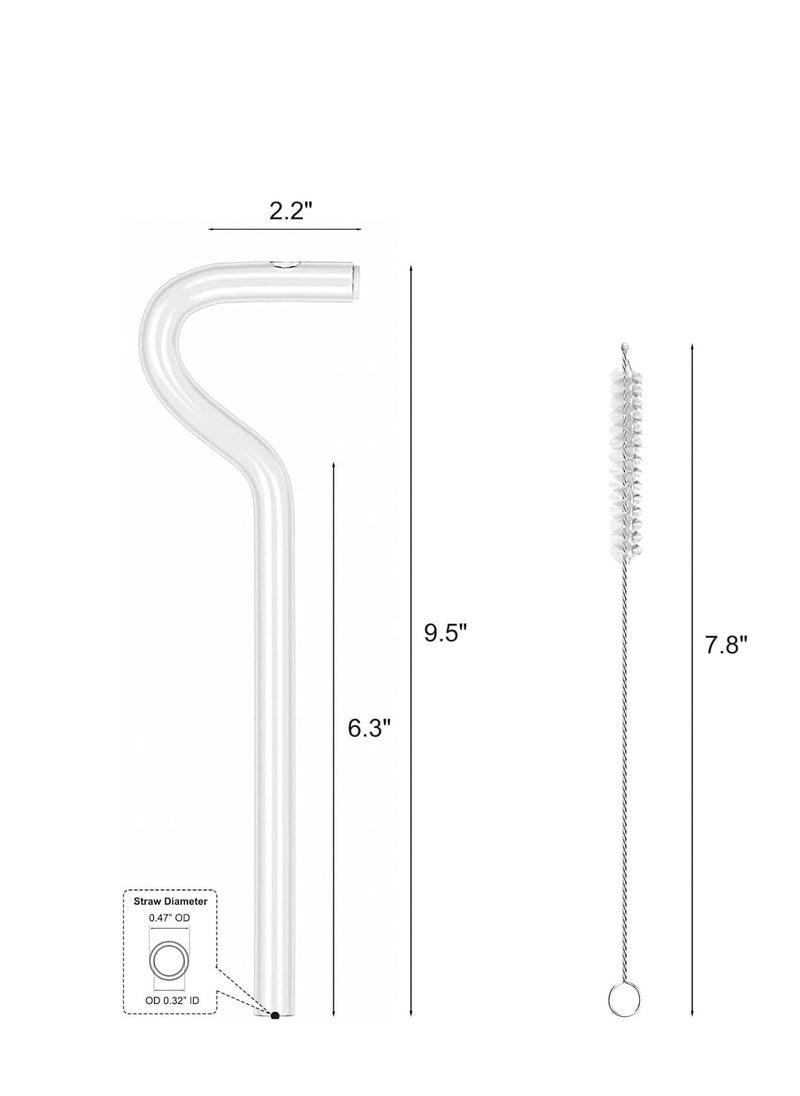 Rightsure - Clear Glass Special Shape Straw Set, 2 Straws, 1 Cleaning Brush for Easy Clean Drinking - Perfect for 32 20oz Glasses - Image 1