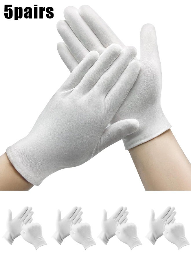5 pairs of cotton gloves, white gloves, etiquette inspection and work, SPA moisturizing eczema gloves - Image 1