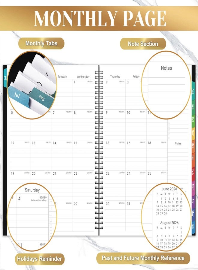 Vondafe Planner 2026-2027 - Academic Planner 2026-2027, July 2026 - June 2027, 9" x 11", 26-27 Planner Weekly and Monthly, 26-27 Calendar Planners with Colorful Tabs, Pocket - Black - Image 4