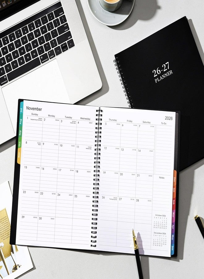 Vondafe Planner 2026-2027 - Academic Planner 2026-2027, July 2026 - June 2027, 9" x 11", 26-27 Planner Weekly and Monthly, 26-27 Calendar Planners with Colorful Tabs, Pocket - Black - Image 2