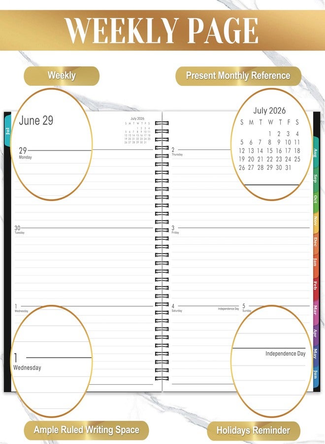 Vondafe Planner 2026-2027 - Academic Planner 2026-2027, July 2026 - June 2027, 9" x 11", 26-27 Planner Weekly and Monthly, 26-27 Calendar Planners with Colorful Tabs, Pocket - Black - Image 5