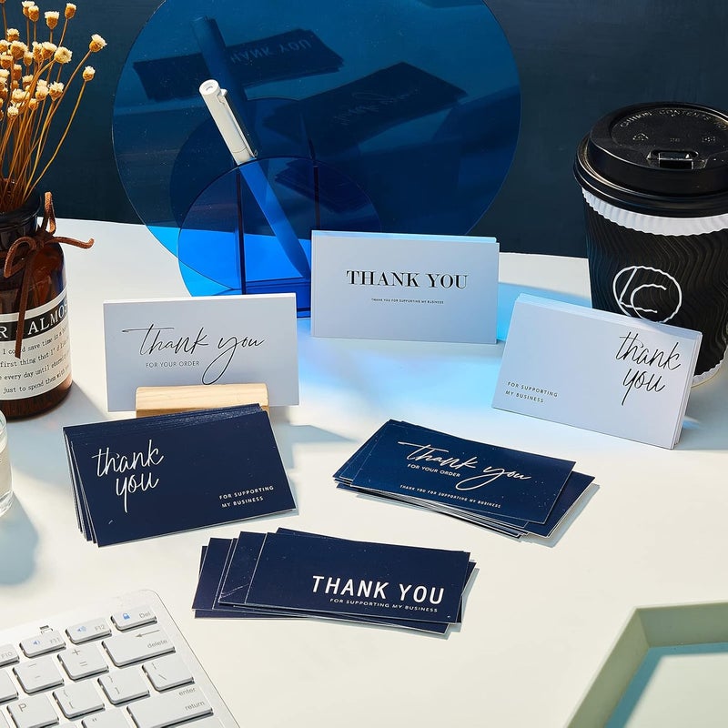 Tenare 120 Pieces Thank You for Your Order Cards Customer Appreciation Note Cards Thank You for Supporting My Business Card for Small Business Owners Stores Online Retailers 3.5 x 2 Inch(Navy Blue, White) - Image 4