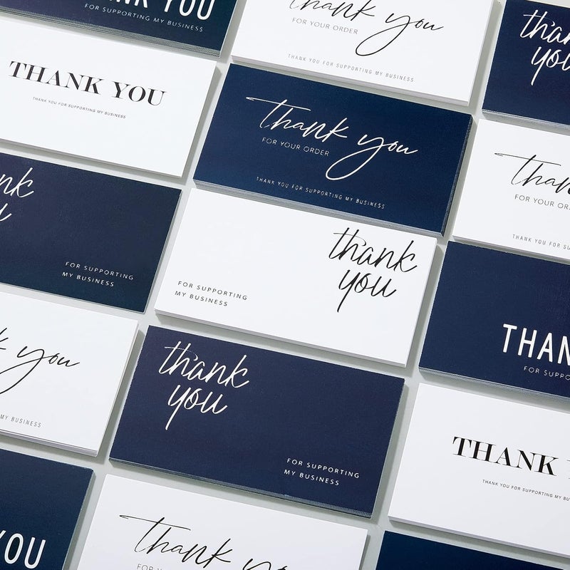Tenare 120 Pieces Thank You for Your Order Cards Customer Appreciation Note Cards Thank You for Supporting My Business Card for Small Business Owners Stores Online Retailers 3.5 x 2 Inch(Navy Blue, White) - Image 3