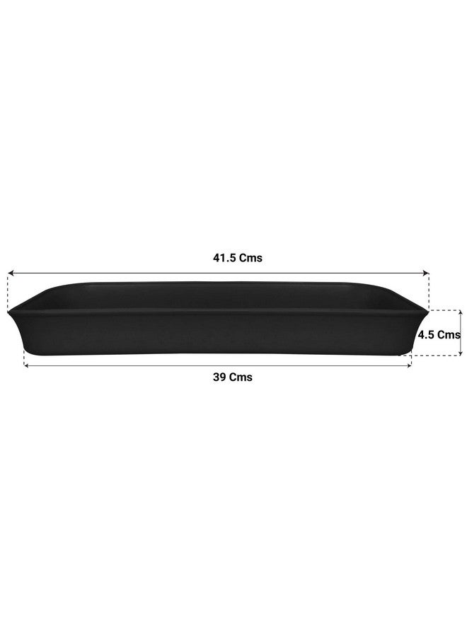 TrustBasket UV Treated Rectangular Bottom Tray(Plate/Saucer) Suitable for 16 inch Rectangular Plastic Pot - Black Color - Set of 6 | Heavy Duty Highly Durable Plant saucerGamla for Indoor Home Decor & Outdoor Balcony Garden - Image 2