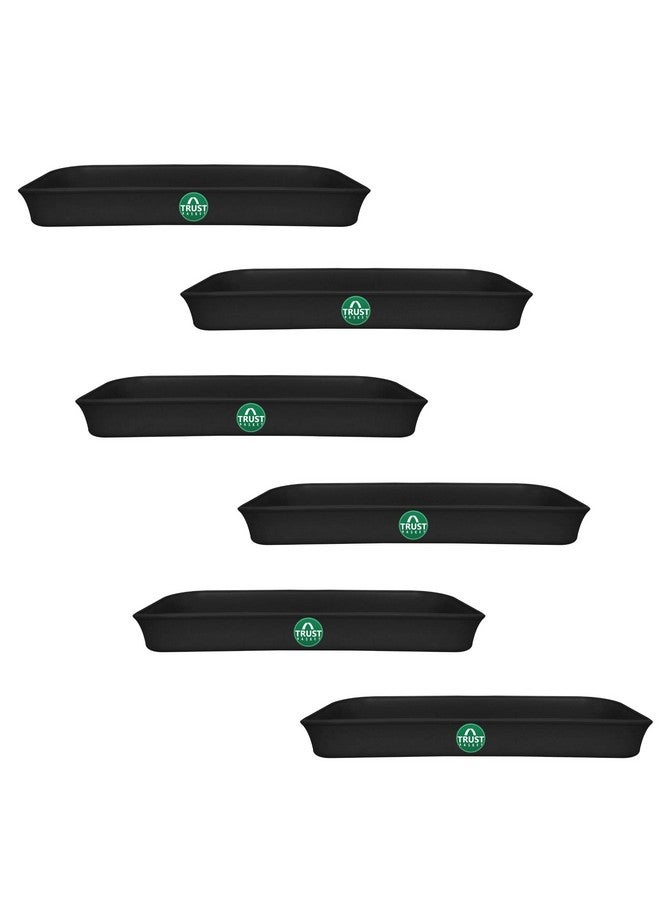 TrustBasket UV Treated Rectangular Bottom Tray(Plate/Saucer) Suitable for 16 inch Rectangular Plastic Pot - Black Color - Set of 6 | Heavy Duty Highly Durable Plant saucerGamla for Indoor Home Decor & Outdoor Balcony Garden - Image 1